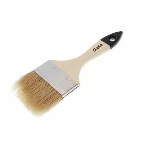 Кисть плоская 75х14мм деревянная ручка натуральный ворс Дедка Малярная Сказка 888