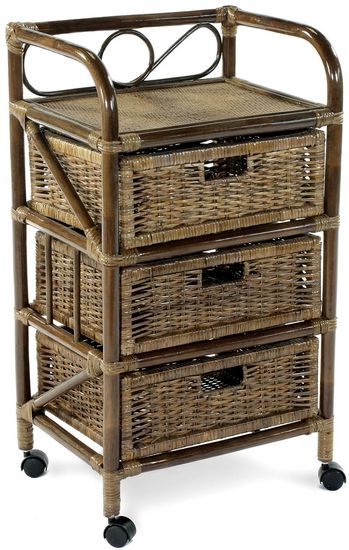 Мебель ротанговая Комод с 3 плетеными ящиками 19/10 темно-коричневый