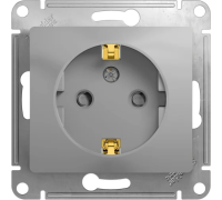 Розетка механизм 1-мест с/з алюминий со шторками Glossa
