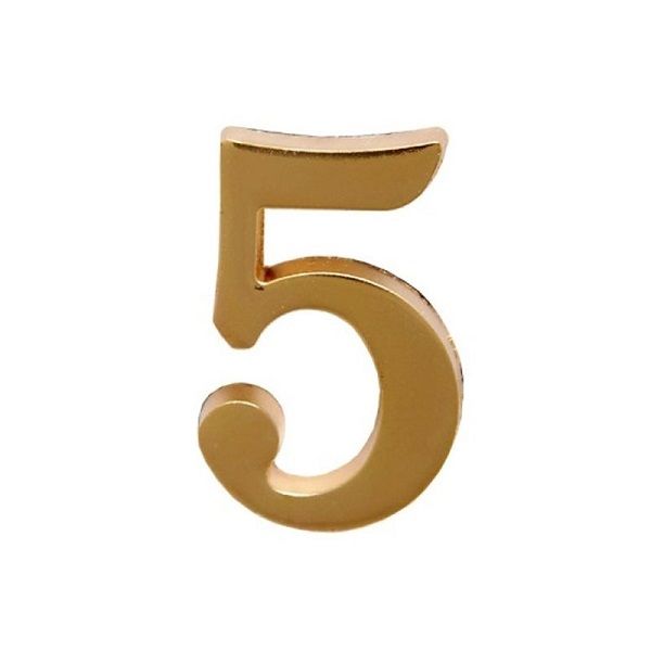 Цифра 5 дверная золото на клеевой основе Аллюр