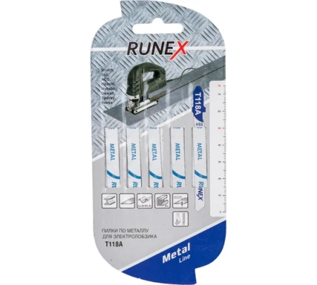 Пилка для э/лобзика металл/цв.металл  75х50мм(1,5- 3мм) 2шт Т118А Runex