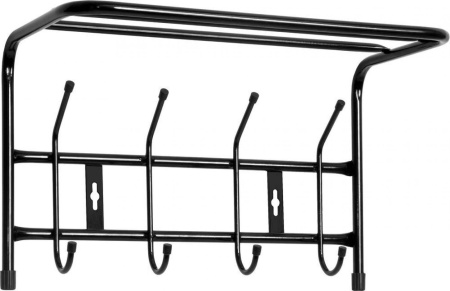 Вешалка настенная 4 крючка ВП4/Ч с полкой черный Nika