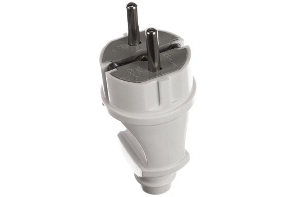 Вилка 16А прямая белая с з/к  IP20 IN HOME