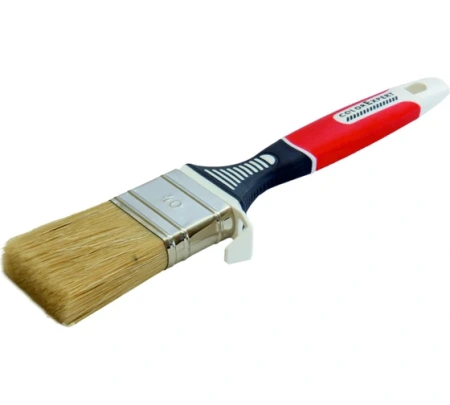 Кисть плоская 40х14мм прорезиненная ручка смешанный ворс красная Color Expert